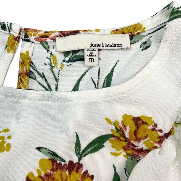 JUNE & HUDSON Floral Ruffle Blouse Sz Medium - Picture 2 of 4